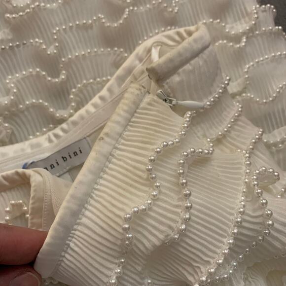 NWT Gianni Binni X Venita Aspen Odette Plisse Pearl Trim Strapless Sheath Dress - Picture 14 of 16